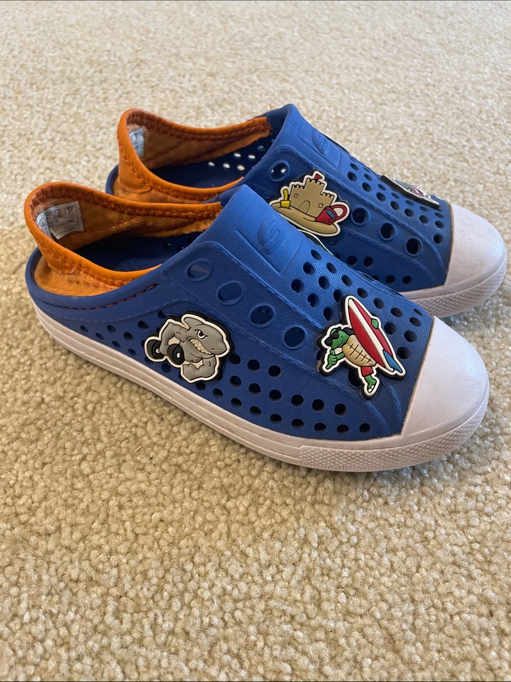 Skechers Kids Blue Slip-On water shoes  with Orange Trim